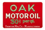 Oak Motor Oil 30 Cents Per Quart Sign