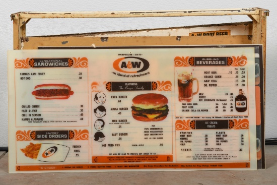A&w Root Beer Lighted Menu Board