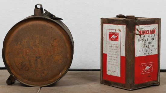 Sinclair Five Gallon Motor Oil Cans