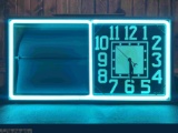 Neon clock with rotating panels