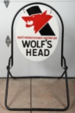 Nos Wolf's Head Motor Oil Curb Sign