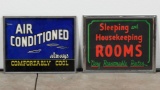 Lot Of Two Reverse Painted Glass Signs