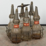 Set Of Eight Quart Oil Bottles