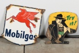 Mobilgas Gas Pump Plate & Bardahl Sign