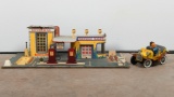 Keystone Service Station & Car Tin Toy