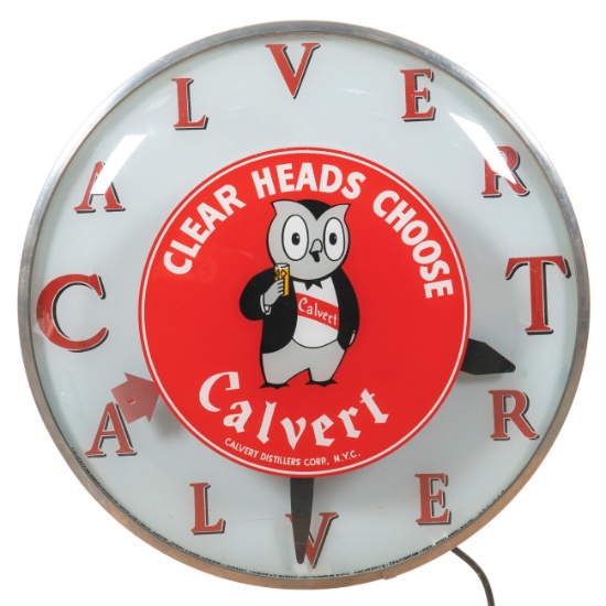 Calvert Distillers Lighted Telechron Clock