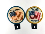 Remember Pearl Harbor & Long May It Wave License Plate Toppers