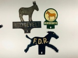 Rosevelt F.D.R. & Democratic License Plate Toppers