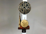 New York & Chicago Worlds Fair License Plate Topper And Badge