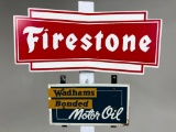 Firestone & Wadhams Motor Oil Signs