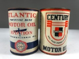 Atlantic Aviation & Century Motor Oil Quart Cans