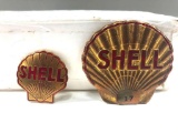 Lot Of 2 Early Shell Oil Badges