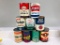 Lot of 9 various quart oil cans DX Cities Service Wanda