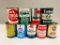 Lot of 9 various quart oil cans Skelly Pure Clark