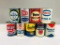 Lot of 9 various quart oil cans Hercules Veedol Sohio