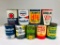 Lot of 9 various quart oil cans Mobil Champlin Pure