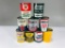 Lot of 9 various quart oil cans Sinclair Gulf Penn Master