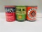 Lot of 3 various quart oil cans Troco Lo-icy Sterling
