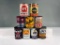 Lot of 9 various quart oil cans Lion Regent Jax