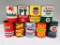 Lot of 9 various quart oil cans Mobil Texaco Deep Rock