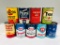 Lot of 9 various quart oil cans Esso Shell Tydol