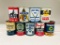 Lot of 9 various quart oil cans Richlube Penn Drake Pure