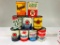 Lot of 9 various quart oil cans Havoline Wolfs Head Standard