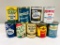 Lot of 9 various quart oil cans Veedol Pennzoil Pennstate