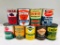 Lot of 9 various quart oil cans Crown Federal Veedol