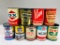 Lot of 9 various quart oil cans DX Swift Skelly