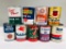 Lot of 9 various quart oil cans Mobil Falcon Gulf