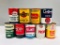 Lot of 9 various quart oil cans Atlantic Sinclair Gulf