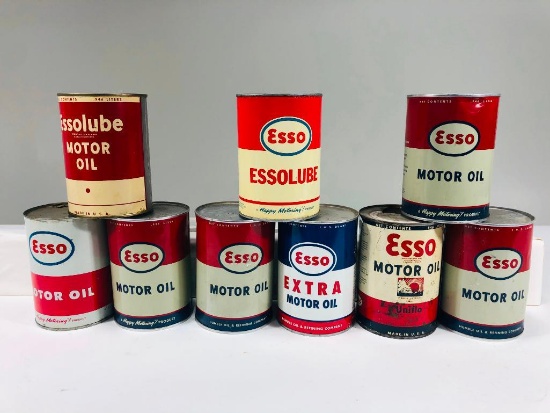 Lot of 9 various Esso quart oil cans