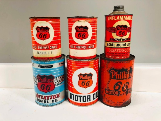 Lot of 6 various Phillips 66 cans