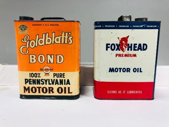 Lot of 2 different two gallon oil cans