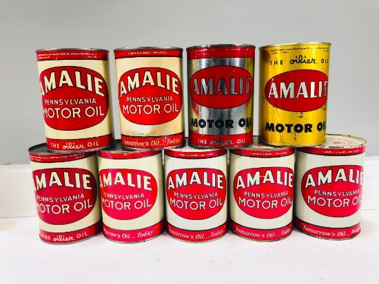 Lot of 9 Amalie quart oil cans