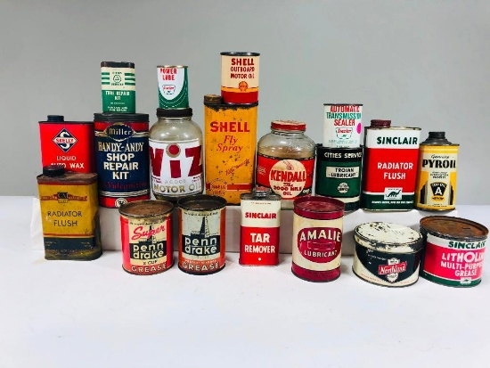 Large lot of 19 various tins and bottles