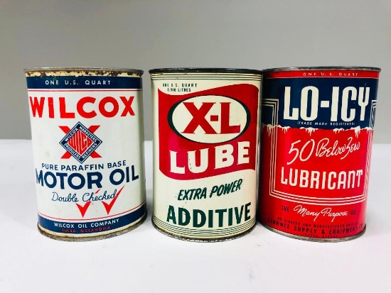 Lot of 3 various quart cans Lo-Icy Wilcox X-L