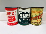 Lot of 3 various quart oil cans Dura Rex Sweney