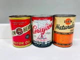 Lot of 3 various graphic oil cans Lion Apex Gilmore