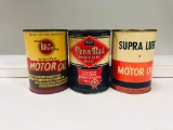 Lot of 3 various quart oil cans Whiz Penn Rad Supra Lube