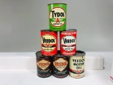 Lot of 6 various Veedol Tydol quart oil cans