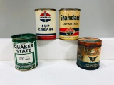 Lot of 4 various one pound grease cans