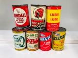 Lot of 7 various Canadian Imperial quart oil cans Red Indian Kendall Velco