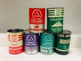 Lot of 6 various Cities Service oil and anti freeze quart cans