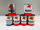 Lot of 6 various Mobil quart oil cans