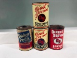 Lot of 4 various Direct Service and Erickson quart oil cans