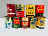 Lot of 9 various quart oil cans Galena Macmillan D-A