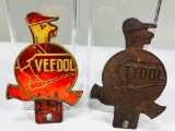 Lot of 2 Veedol and Tydol license plate toppers