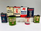 Lot of 8 various automotive tins and cans Mobil Texaco Standard